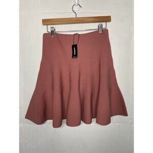 NEW Express Womens Mini Skater Skirt Ribbed Short Blush Brown Size XS